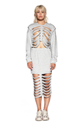 Shredded Cutout Hoodie & Skirt Set