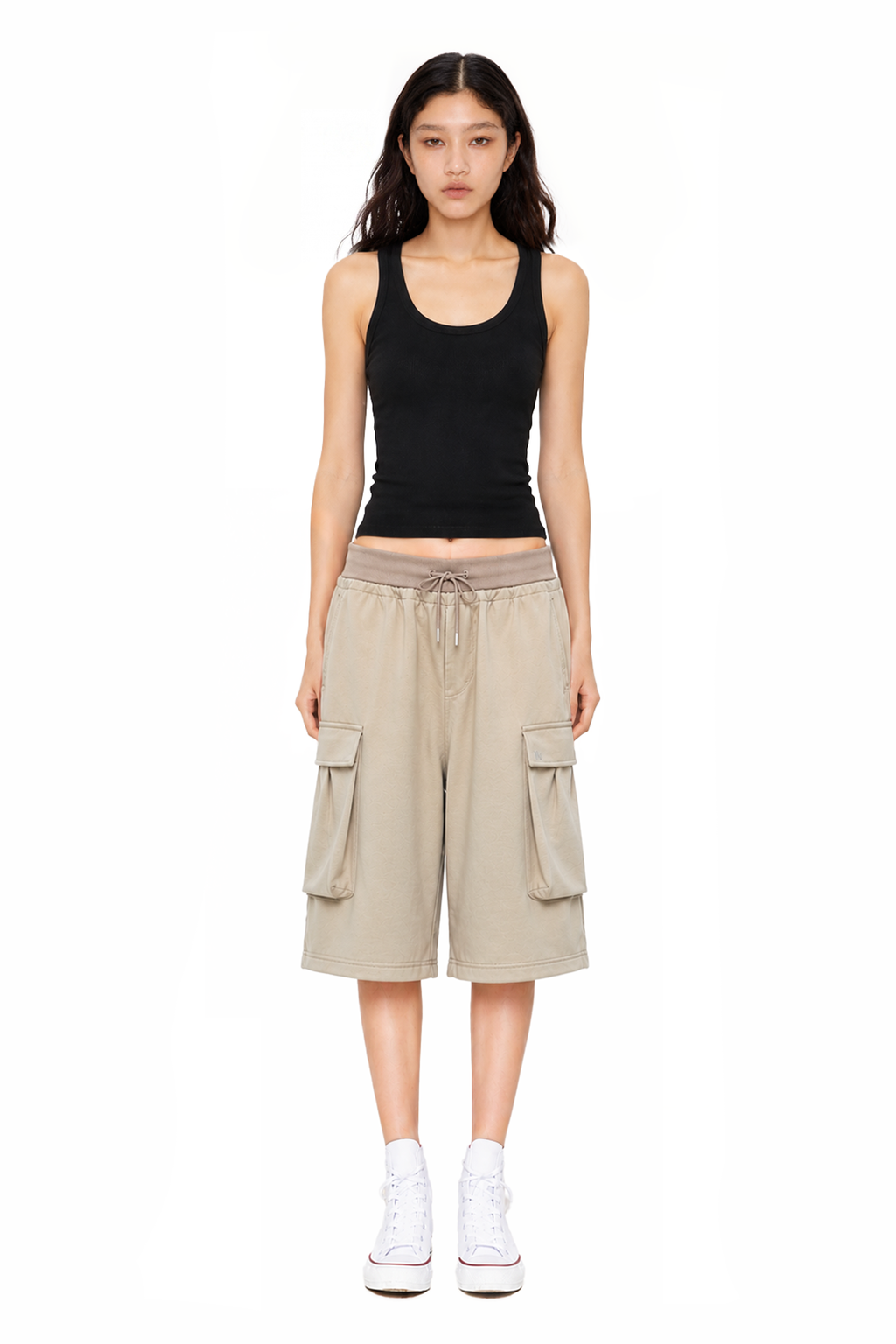 Relaxed Cargo Sweat Bermuda Shorts