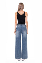 Layered Wrap Waist Wide Leg Denim Jeans