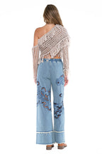Fringe One-Shoulder Macrame Crop Top