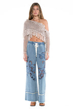 Fringe One-Shoulder Macrame Crop Top
