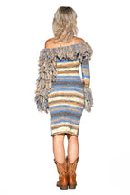 Fringe Horizon Knit Off-Shoulder Sweater Dress