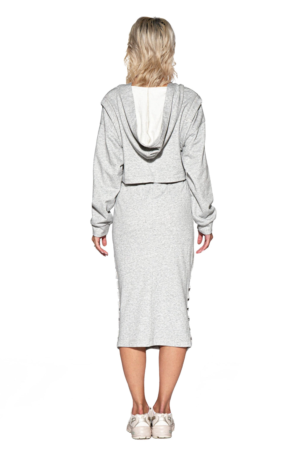 Shredded Cutout Hoodie & Skirt Set