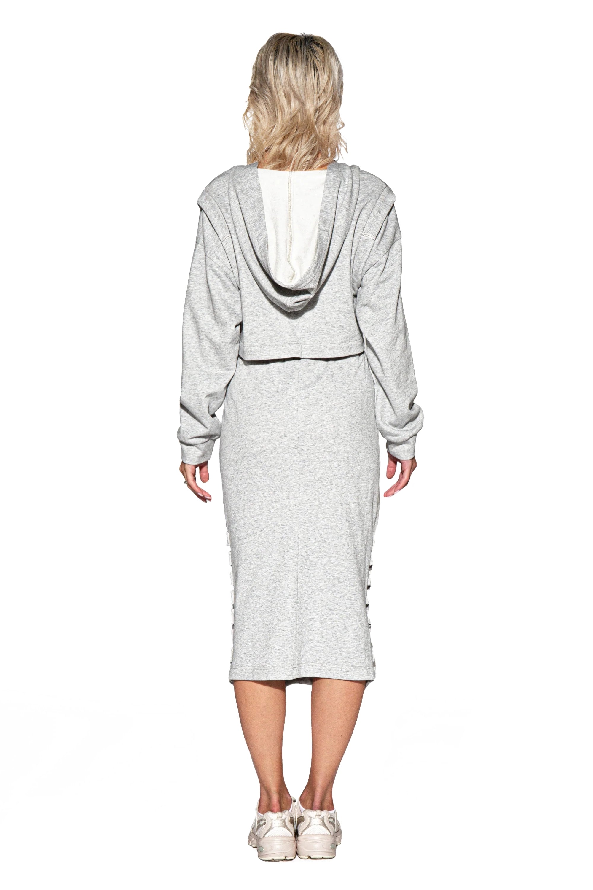 Shredded Cutout Hoodie & Skirt Set