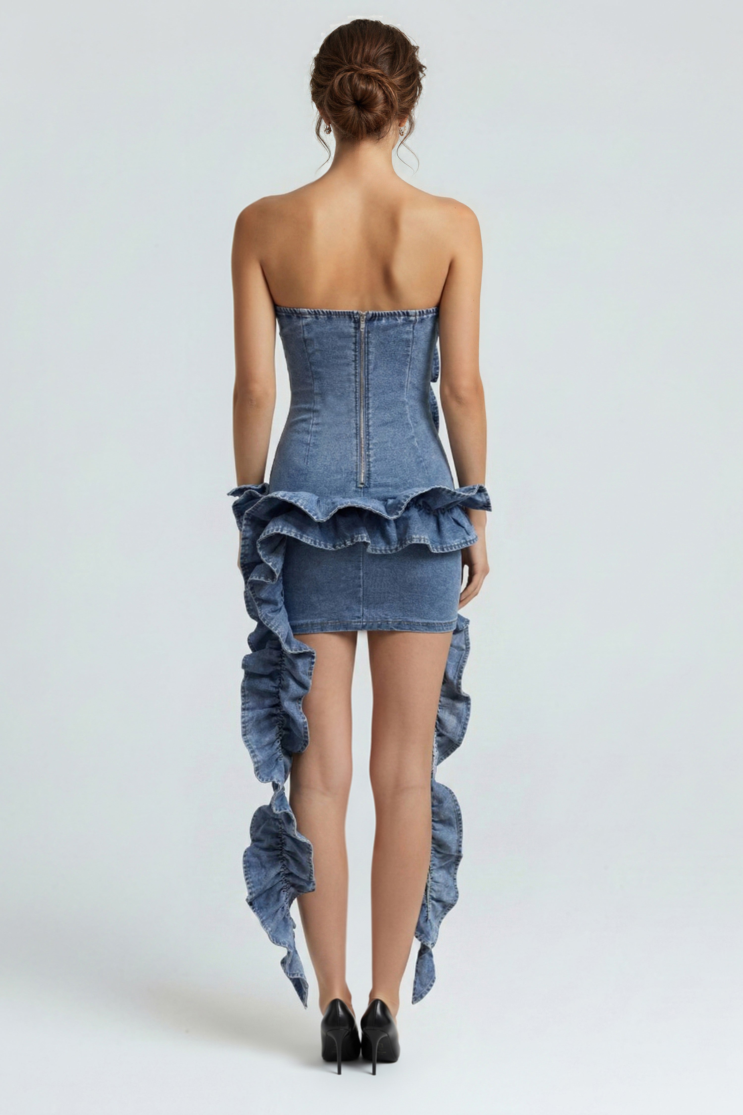 Wild Cascade Denim Sculpt Dress