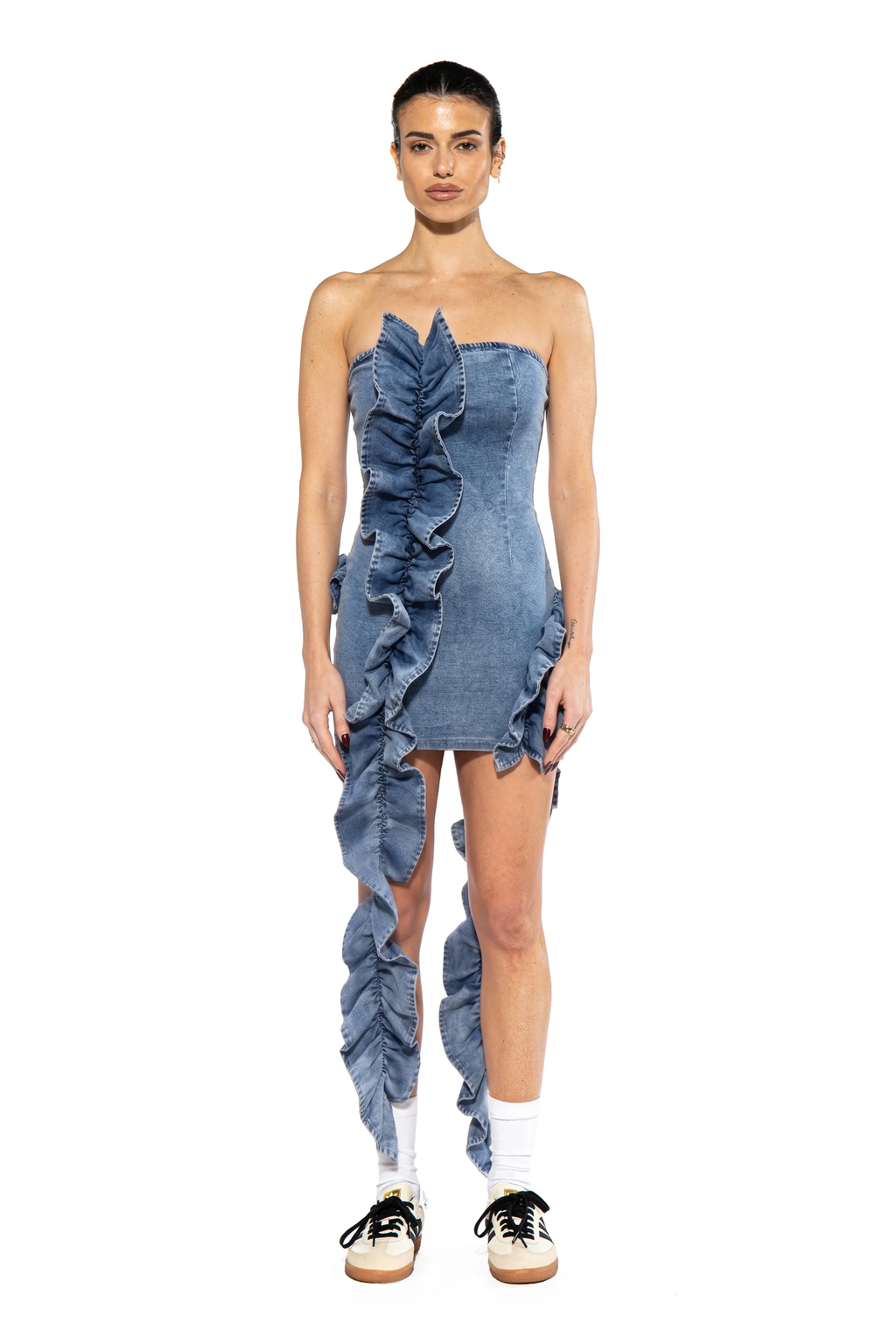 Wild Cascade Denim Sculpt Dress