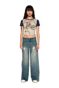 Low Rise Relaxed Fit Straight Legs Denim Jeans