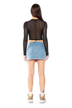 Utility Pocket Frayed Hem Denim Mini Skirt