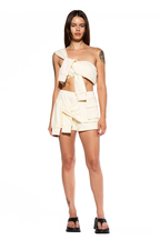 One-Shoulder Bow Lounge Crop Top & Pocket Shorts