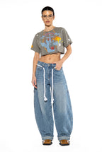 Balloon Wide-Leg Baggy Jeans with Rope Belt