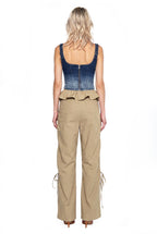 Ruffle Waist Ruched Wide-Leg Pants