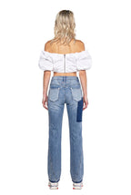 Ripped Curve-Panel Flare Jeans