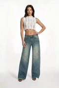 Low Rise Relaxed Fit Straight Legs Denim Jeans