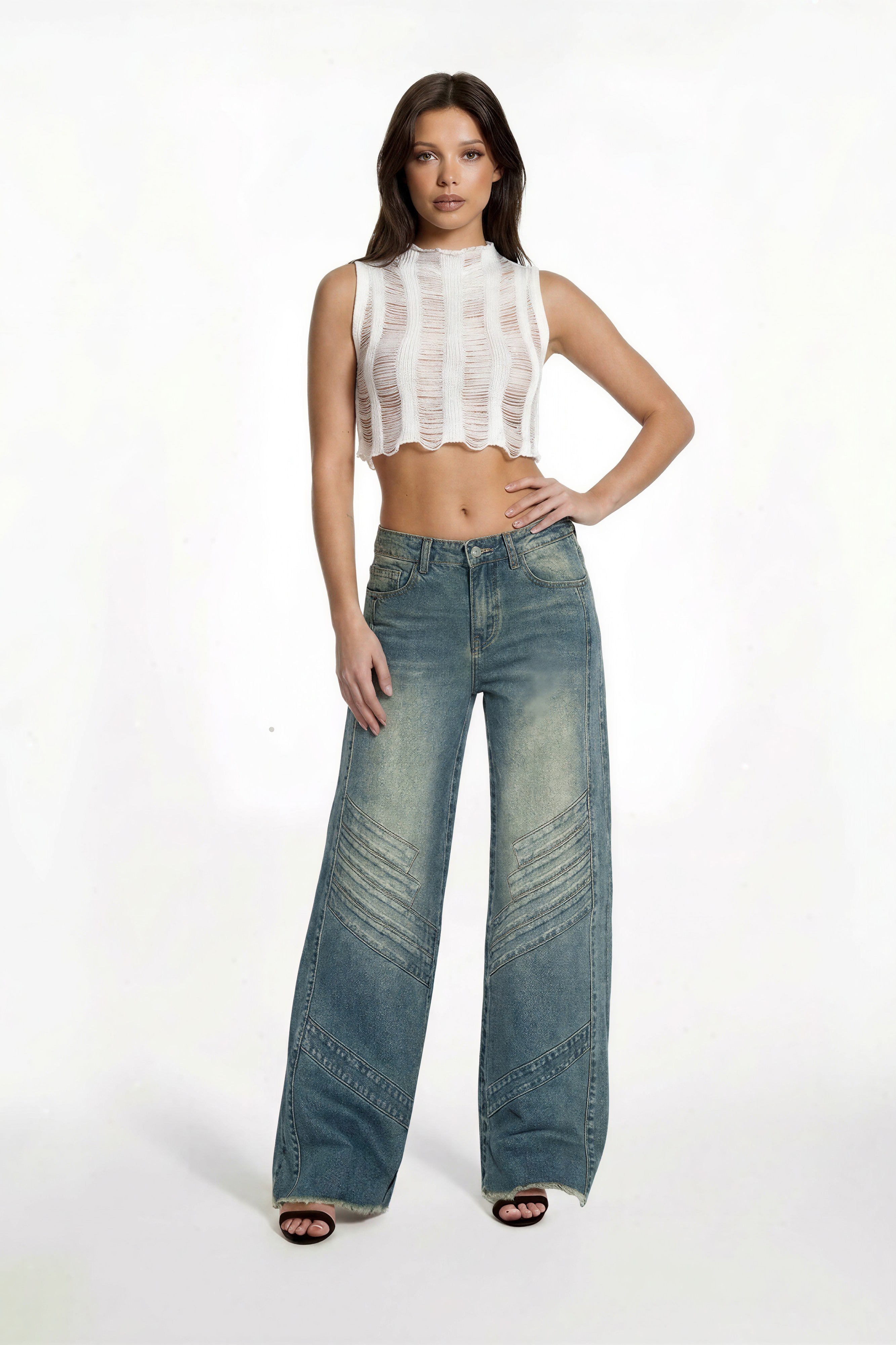 Low Rise Relaxed Fit Straight Legs Denim Jeans