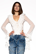 Sweet Rapture Ruffle Mesh Blouse