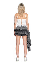 Ruffle Train Denim Mini Shorts